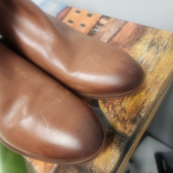 Sam Edelman Womens Brown Cushioned Pama Round Toe BlockBrown Leather Ankle Boots - Picture 3 of 8